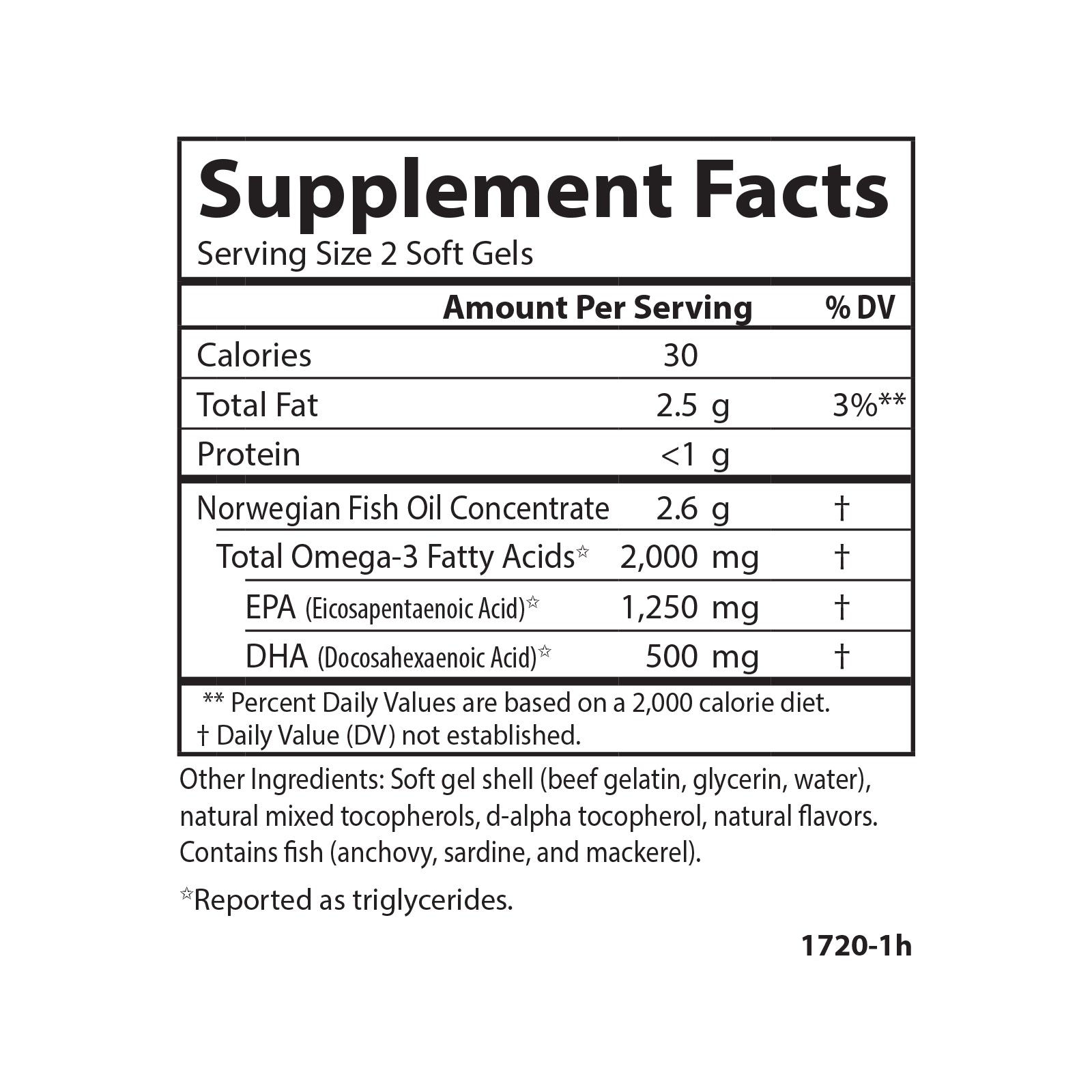 Carlson Maximum Omega 2,000 120 softgel supplement facts label