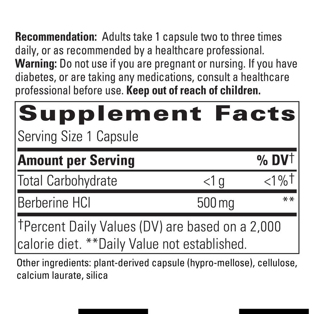 Integrative Therapeutics Berberine 120 capsule supplement facts label