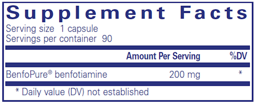 Pure Encapsulations BenfoMax 90 capsule supplement facts label