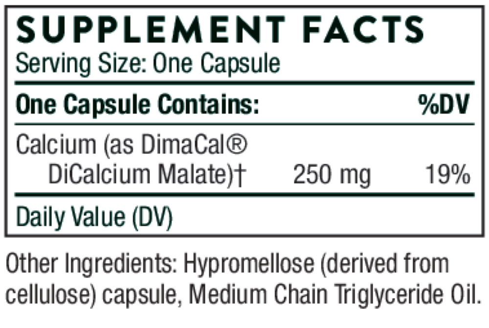 Thorne Calcium 120 capsule supplement facts label