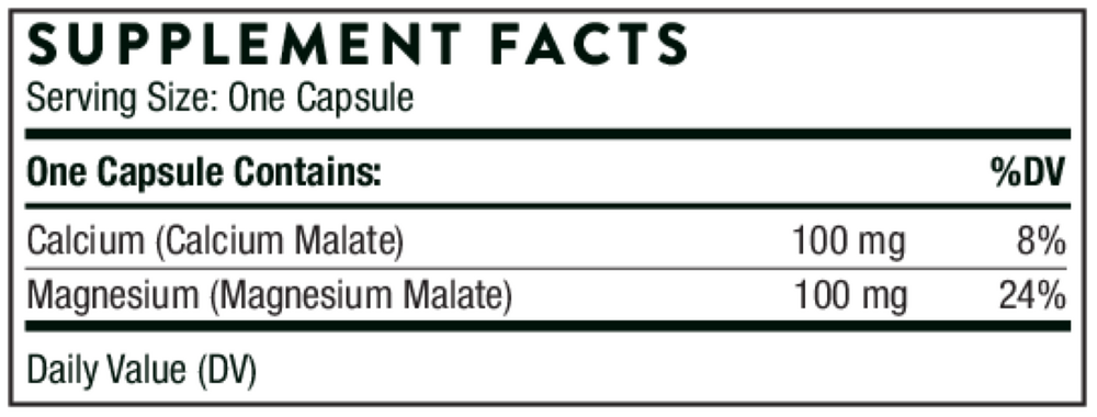 Thorne Calcium-Magnesium Malate 240 capsule supplement facts label