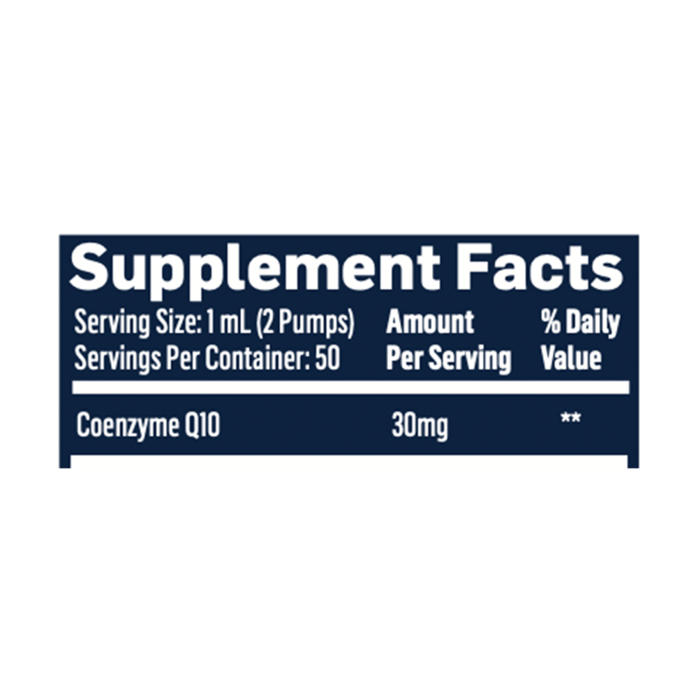 Quicksilver Scientific Nanoemulsified CoQ10 50 milliliter supplement facts label