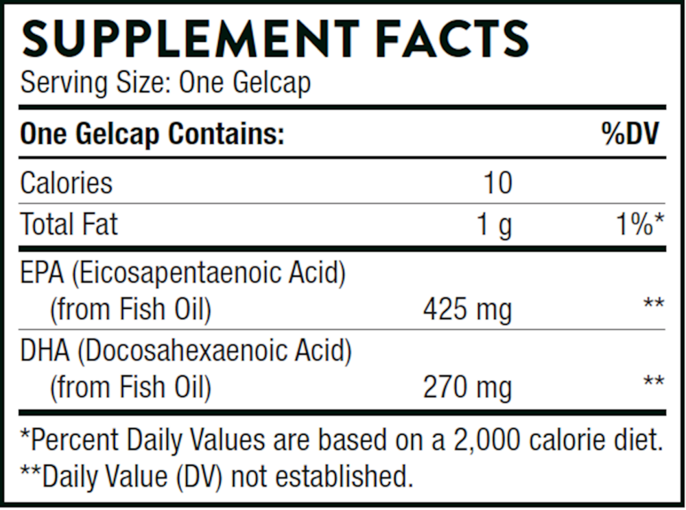 Thorne Super EPA 90 gelcap supplement facts label