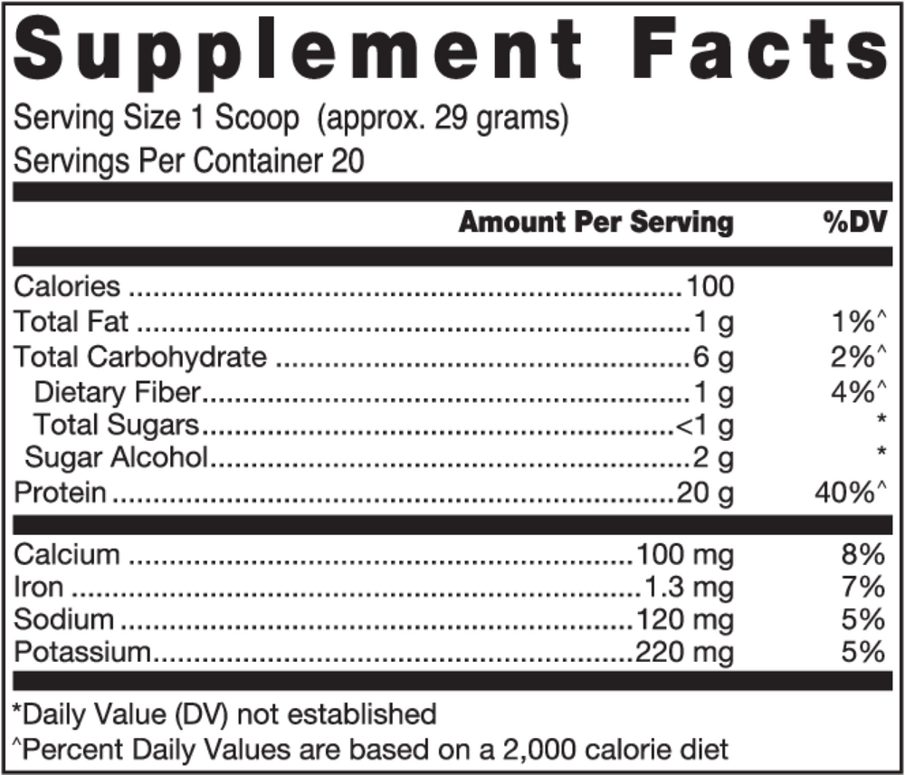 Klean Athlete Klean Isolate Natural Chocolate 580 gram supplement facts label