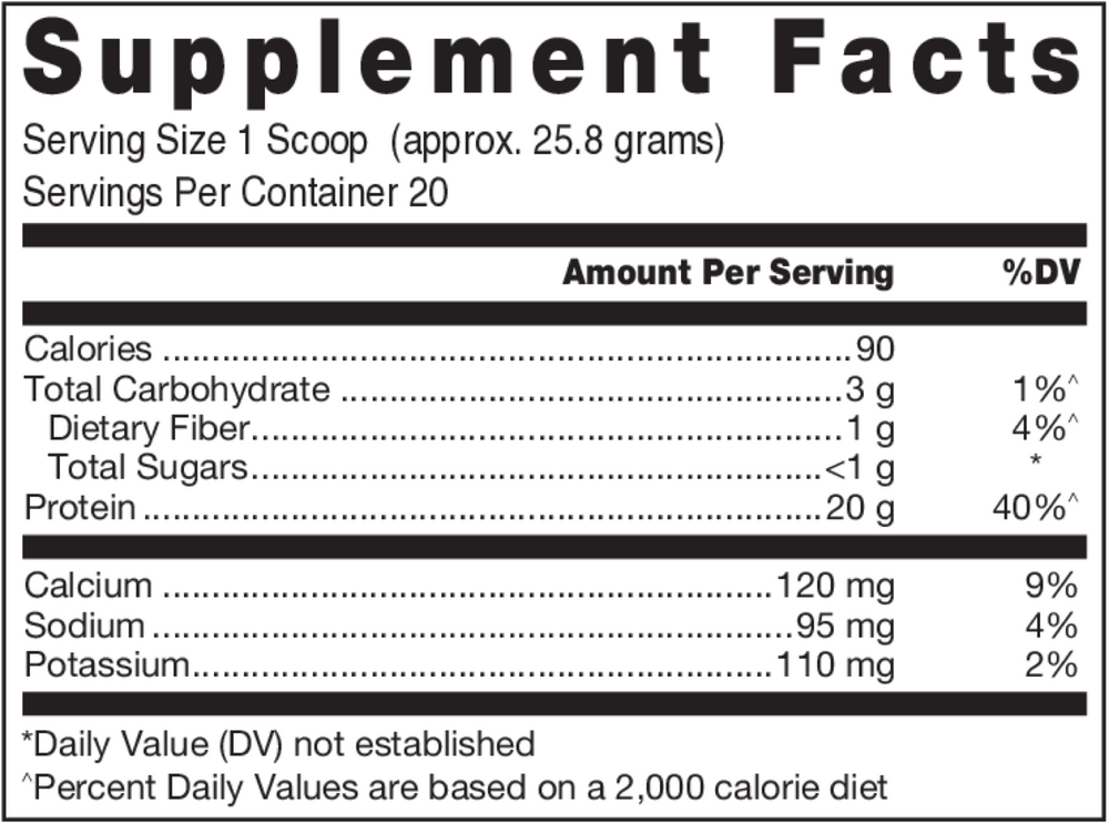 Klean Athlete Klean Isolate Natural Vanilla 516 gram supplement facts label