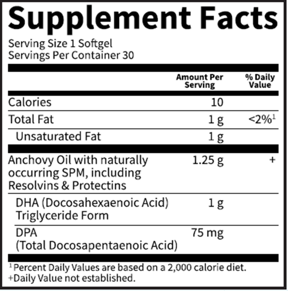 Garden of Life Dr. Formulated DHA 1g 30 softgel supplement facts label