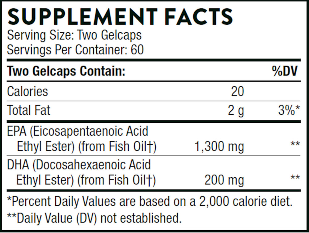 Thorne Super EPA Pro 120 gelcap supplement facts label