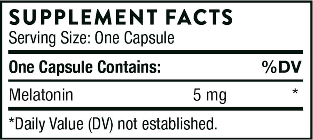 Thorne Melaton-5 60 capsule supplement facts label