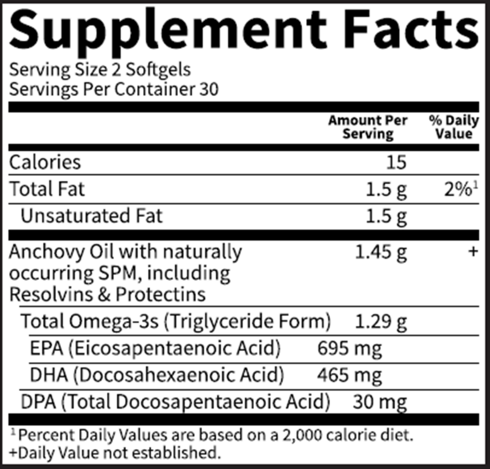 Garden of Life Dr. Formulated Advanced Omega 60 softgel supplement facts label