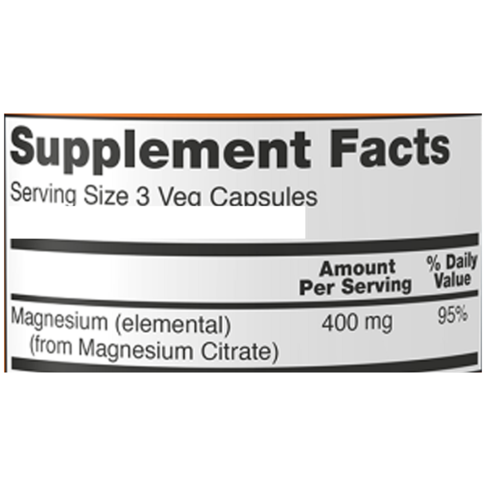 NOW Magnesium Citrate 120 capsule supplement facts label