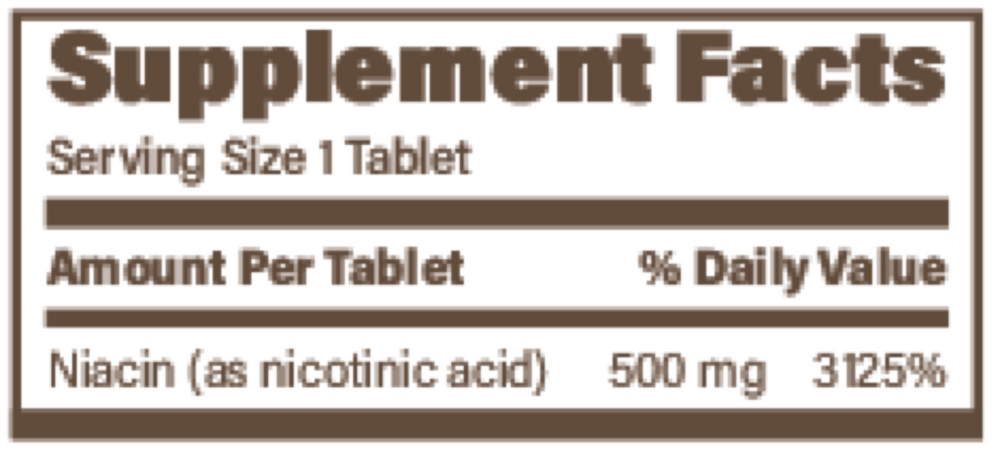 Endurance Products Company Extended Release ENDUR-ACIN 100 tablet supplement facts label