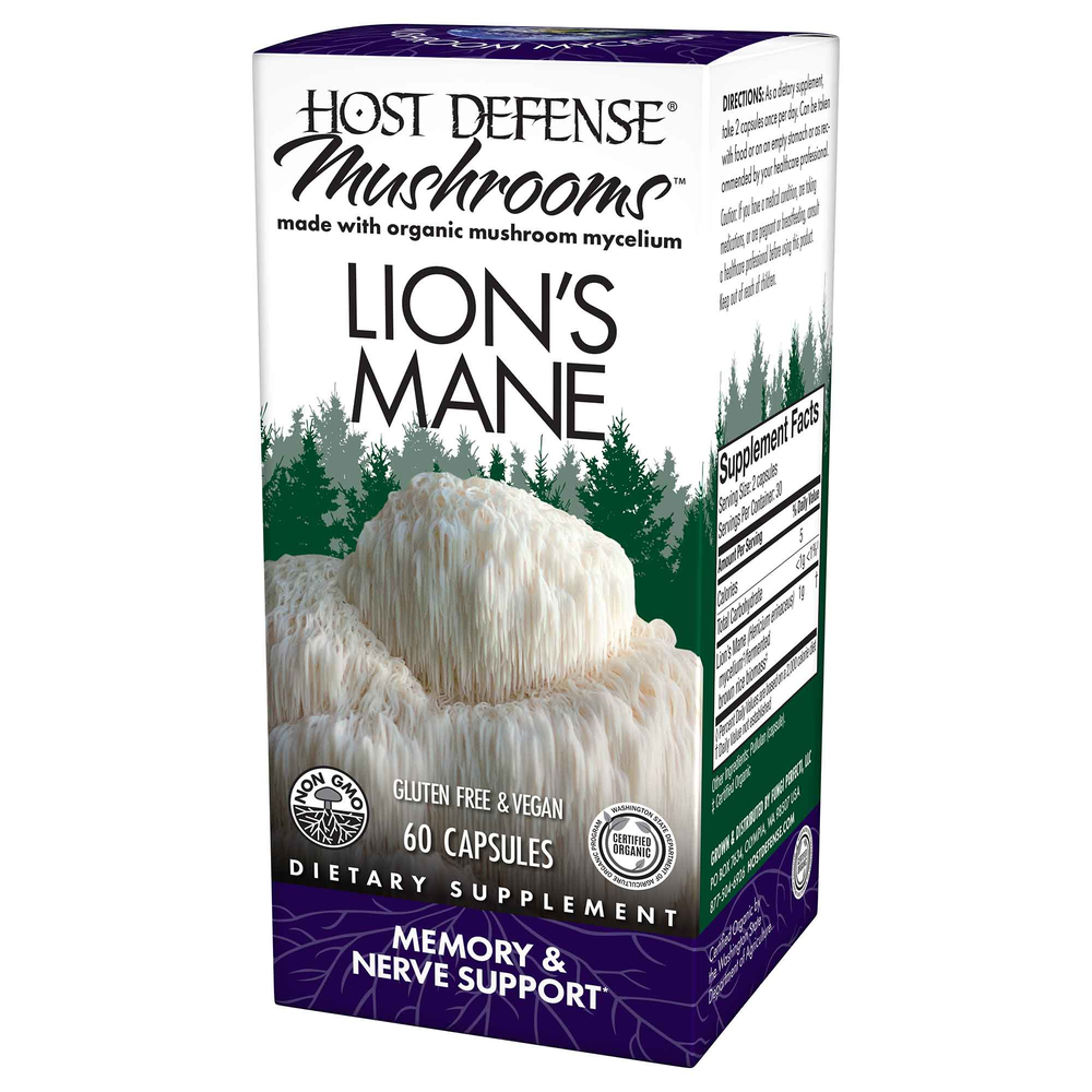 Host Defense Lions Mane 60 capsule - Support Cognitive Function and Nerve Health with Lion's Mane Mushrooms