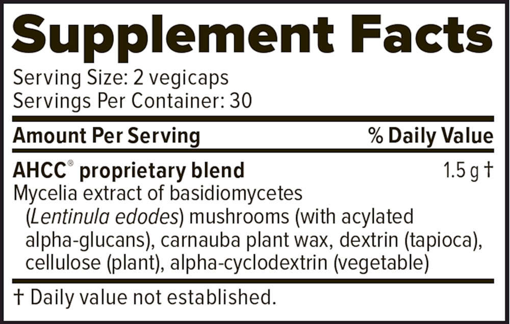 QOL Labs ImmunoKinoko 750 60 capsule supplement facts label