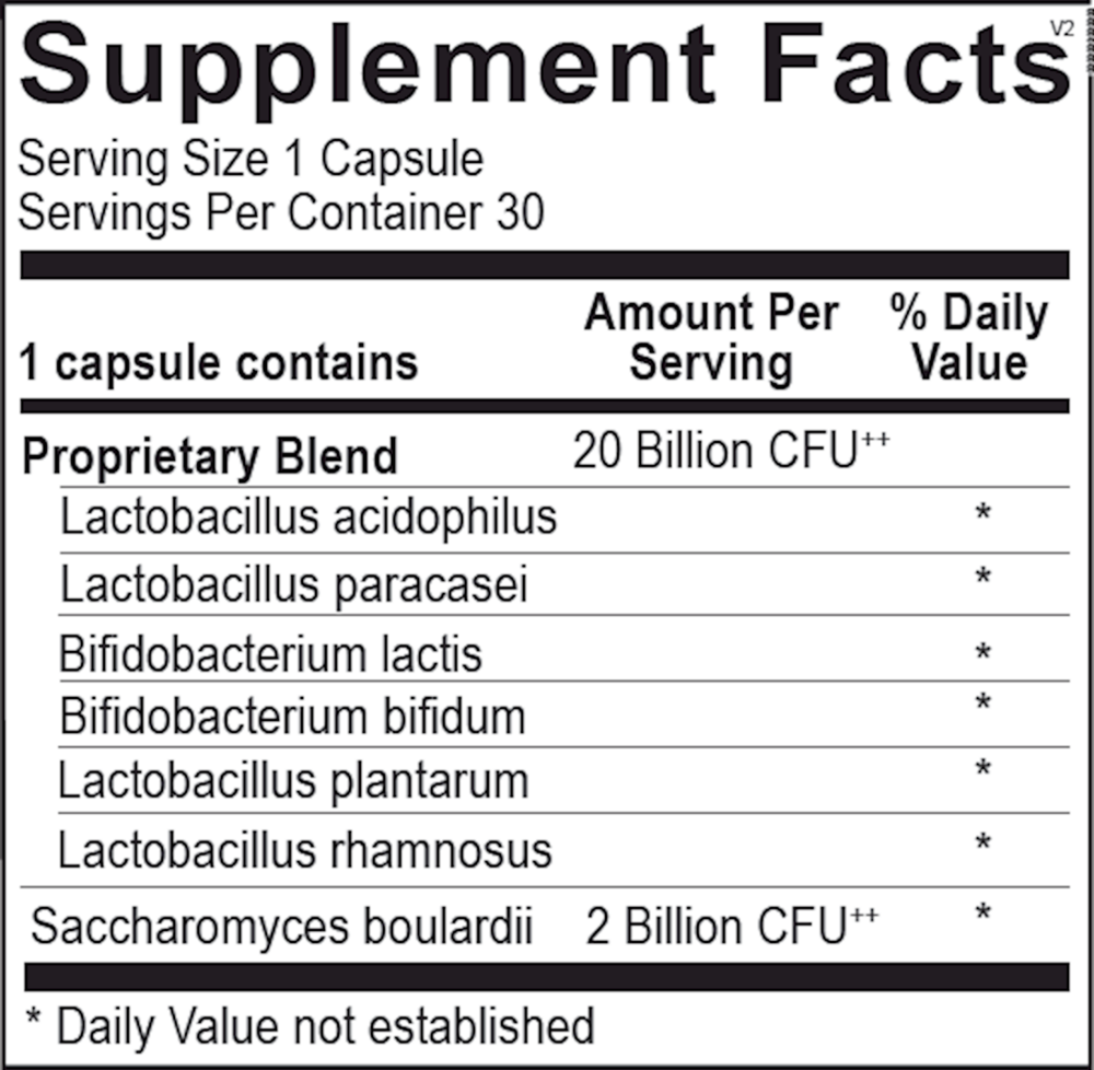 Ortho Molecular Products Ortho Biotic 30 capsule supplement facts label