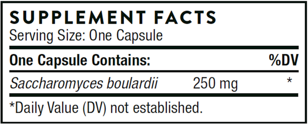 Thorne Sacro-B 60 capsule supplement facts label