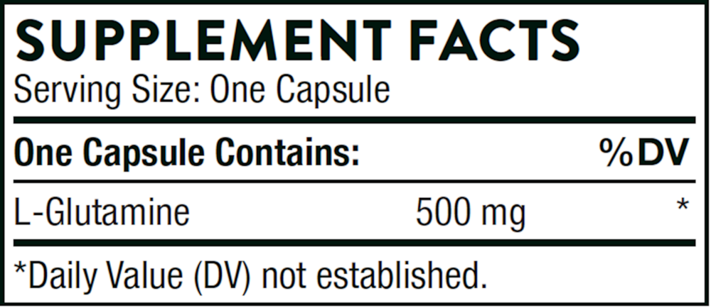 Thorne L-Glutamine 90 capsule supplement facts label