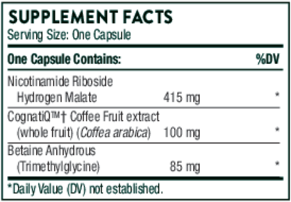 Thorne Brain Factors 30 capsule supplement facts label