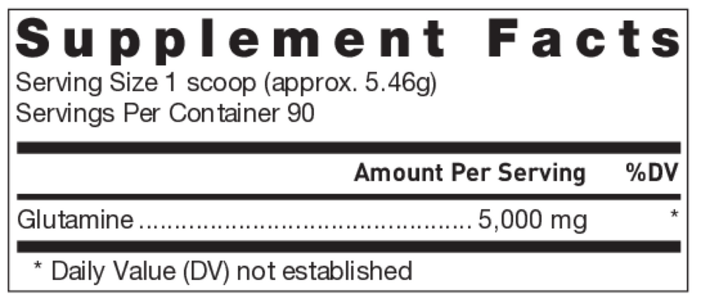 Klean Athlete Klean Glutamine 491 gram supplement facts label