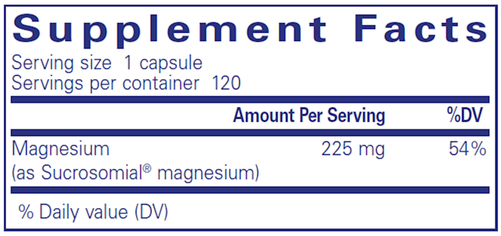 Pure Encapsulations UltraMag Magnesium 120 capsule supplement facts label
