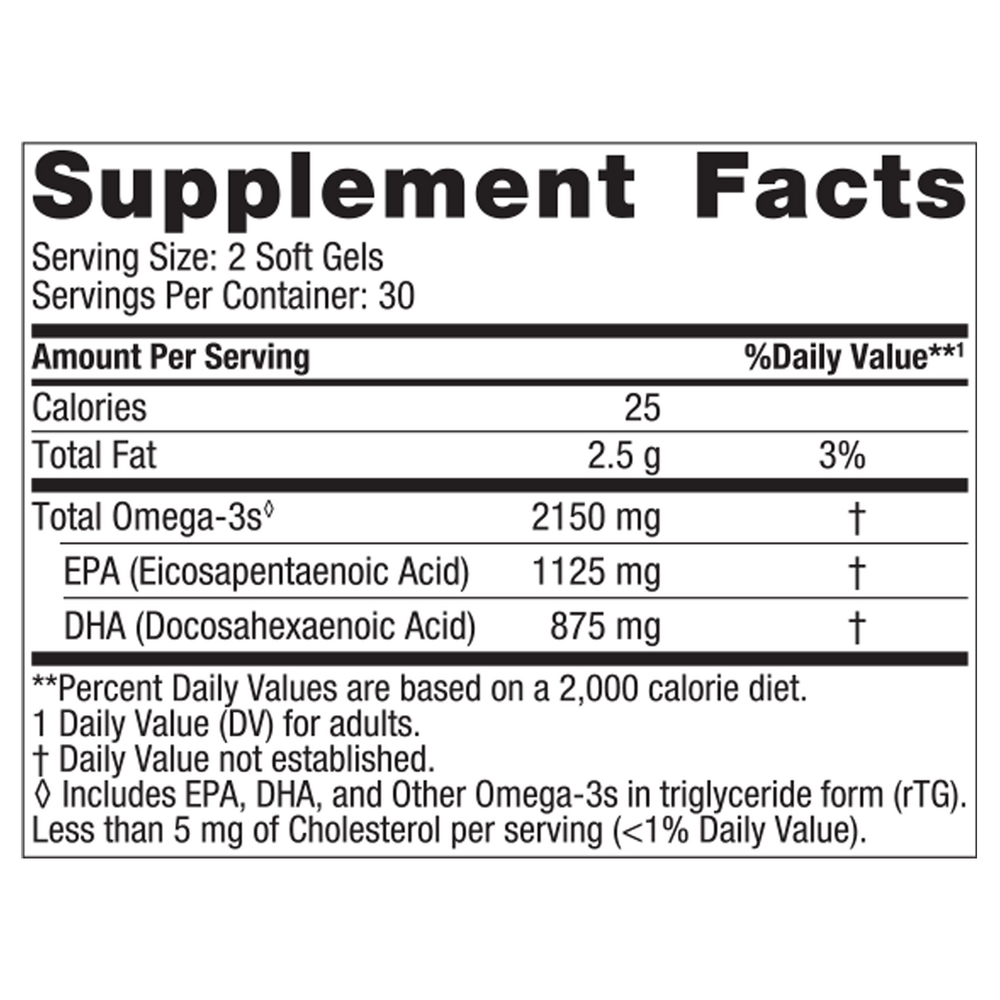 Nordic Naturals ProOmega 2000 60 softgel supplement facts label