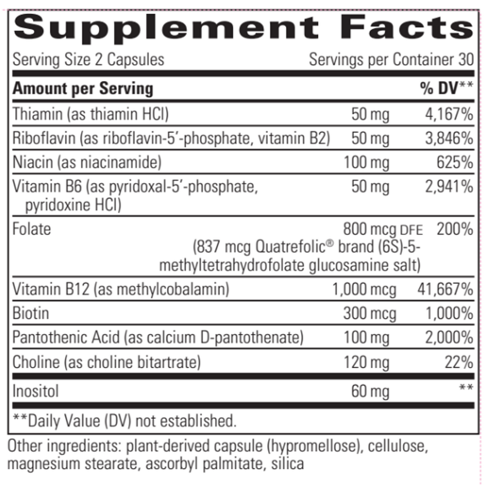 Integrative Therapeutics Active B-Complex 60 capsule supplement facts label