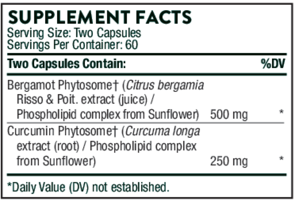 Thorne Metabolic Health 120 capsule supplement facts label