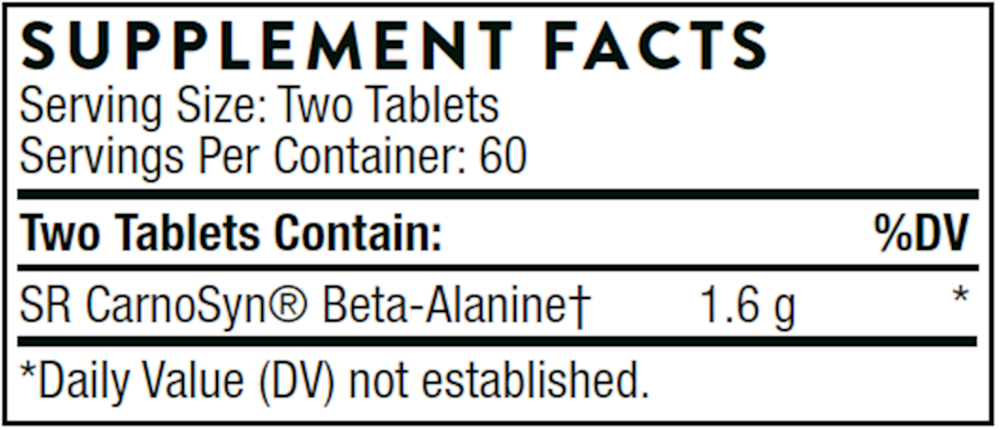 Thorne Beta Alanine-SR 120 tablet supplement facts label