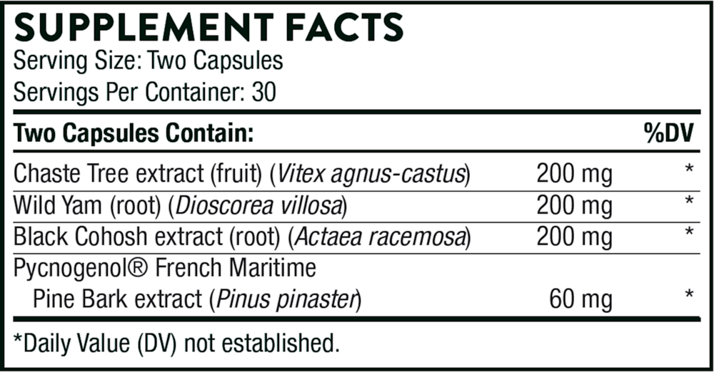 Thorne Meta-Balance 60 capsule supplement facts label