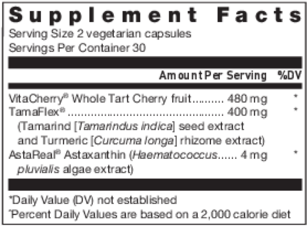 Klean Athlete Klean Joint & Muscle 60 capsule supplement facts label