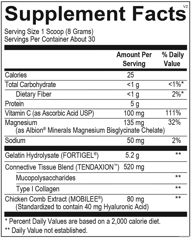 Ortho Molecular Products CollaGEN 240 gram supplement facts label