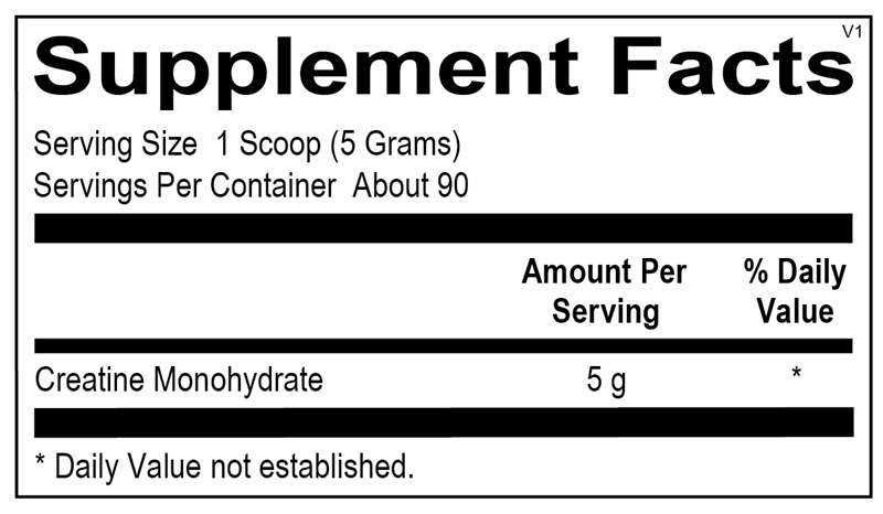 Ortho Molecular Products Creatine 450 gram supplement facts label