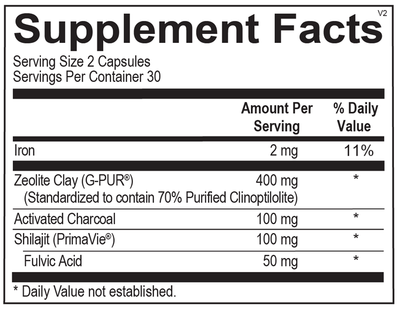 Ortho Molecular Products Z-Binder® 60 capsule supplement facts label