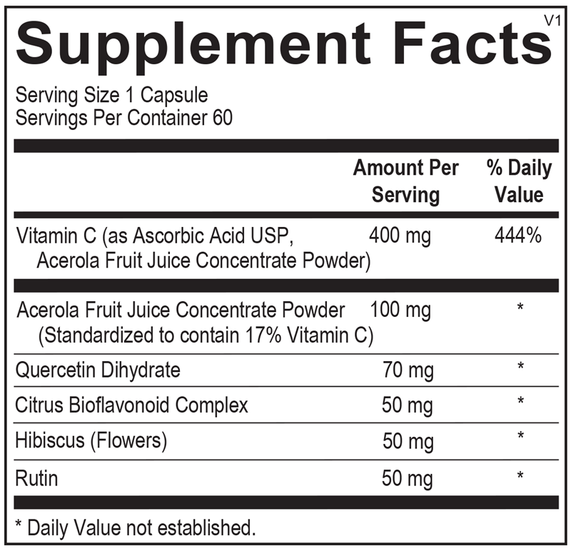 Ortho Molecular Products C-Flav 60 capsule supplement facts label