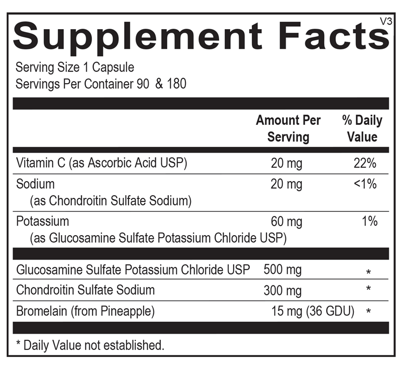 Ortho Molecular Products Chondro-Flx 180 capsule supplement facts label