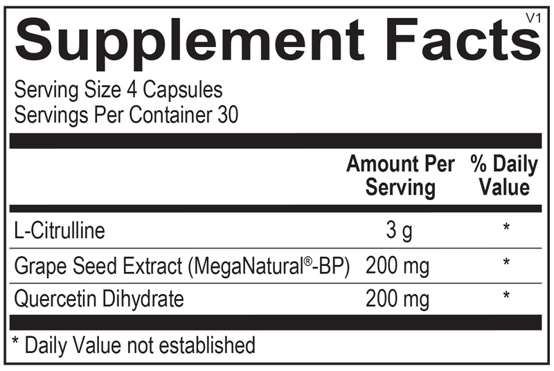 Ortho Molecular Products CitraNOX 120 capsule supplement facts label