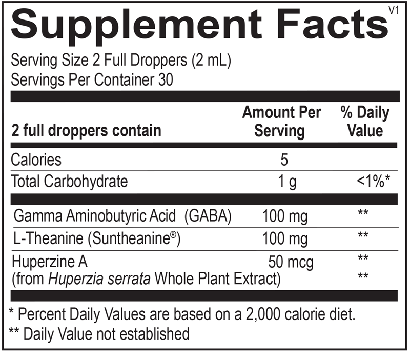 Ortho Molecular Products CopaCalm 60 milliliter supplement facts label