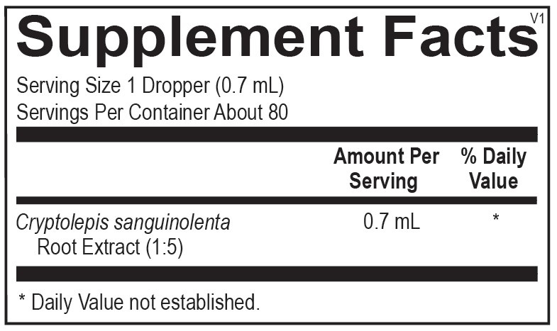 Ortho Molecular Products Cryptolepis 59 milliliter supplement facts label