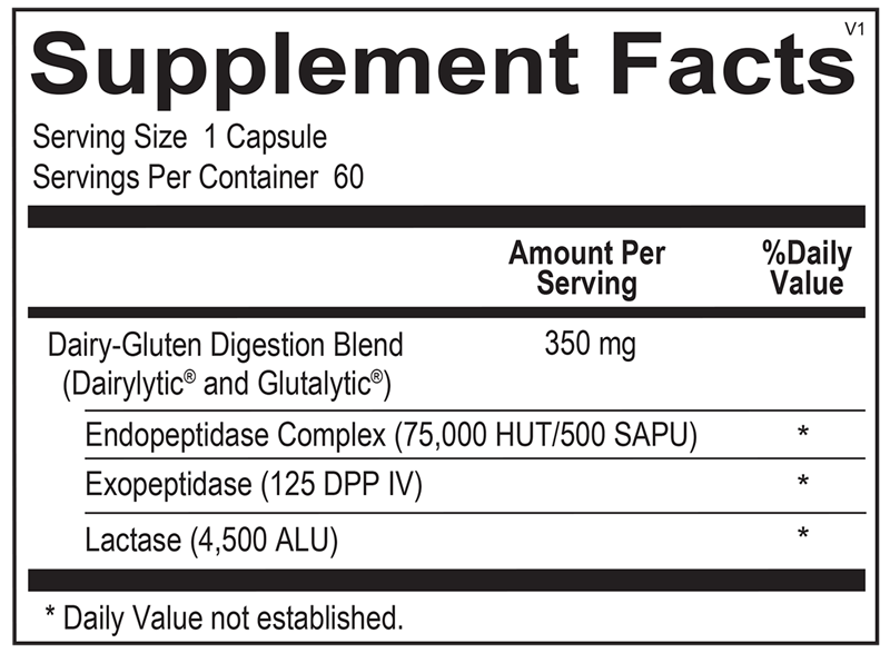 Ortho Molecular Products DG Protect 60 capsule supplement facts label