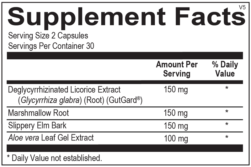 Ortho Molecular Products DGL 60 capsule supplement facts label