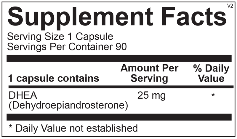 Ortho Molecular Products DHEA 25 mg 90 capsule supplement facts label