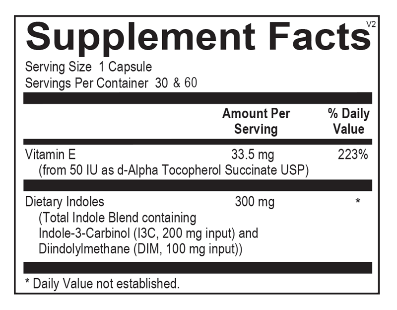 Ortho Molecular Products EstroDIM® 60 capsule supplement facts label