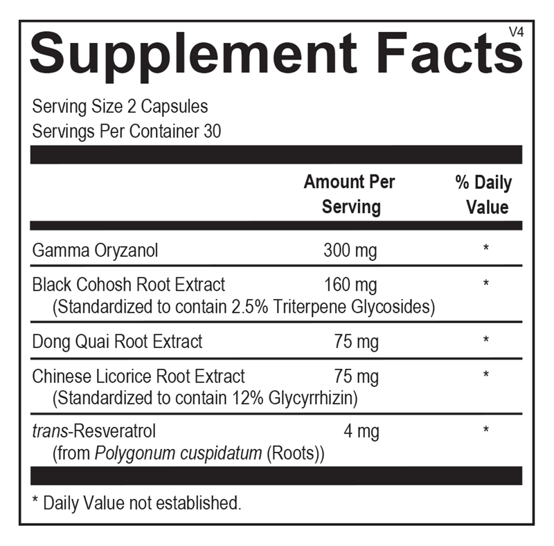 Ortho Molecular Products Femarin 60 capsule supplement facts label