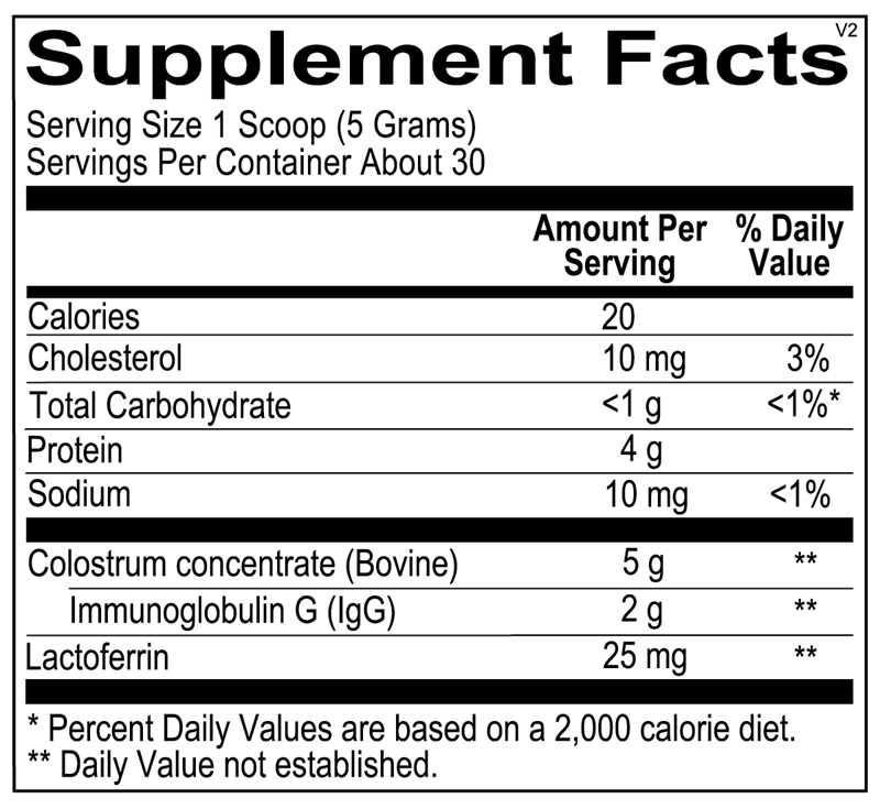 Ortho Molecular Products IgG Protect Powder 150 gram supplement facts label