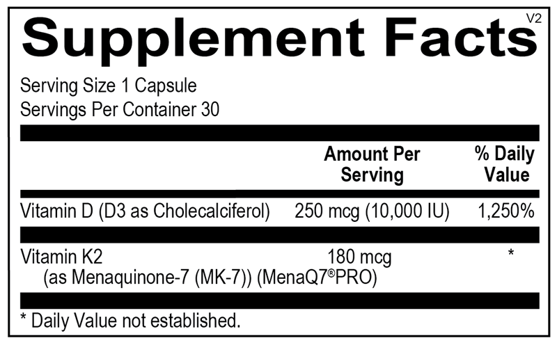 Ortho Molecular Products K-FORCE MAX 30 capsule supplement facts label