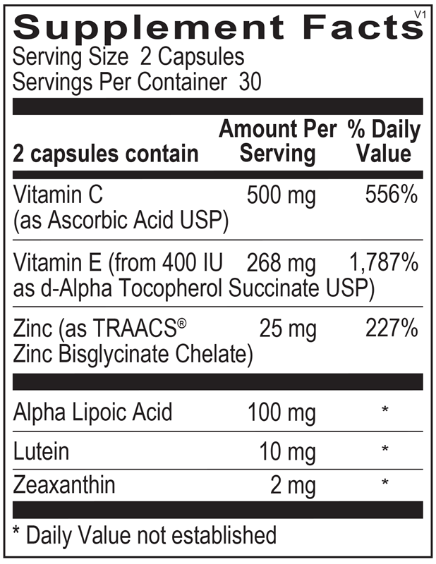 Ortho Molecular Products OcuView 60 capsule supplement facts label
