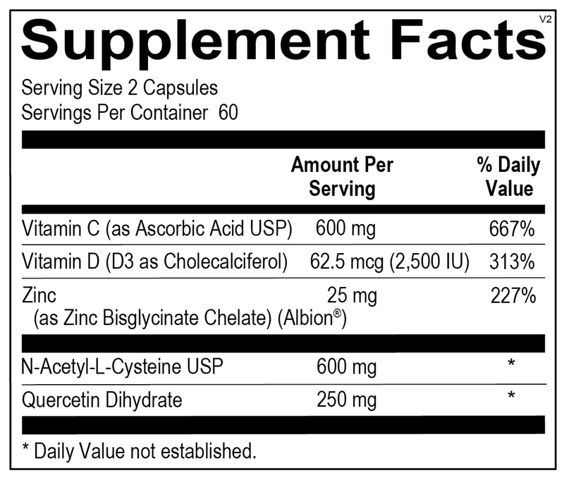 Ortho Molecular Products OrthoMune® 120 capsule supplement facts label