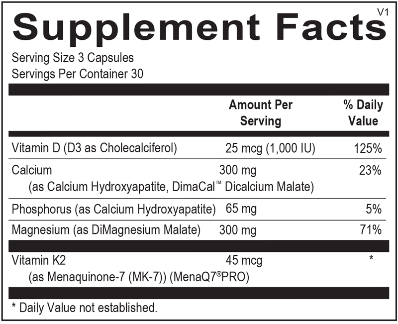 Ortho Molecular Products OsteoBase 90 capsule supplement facts label