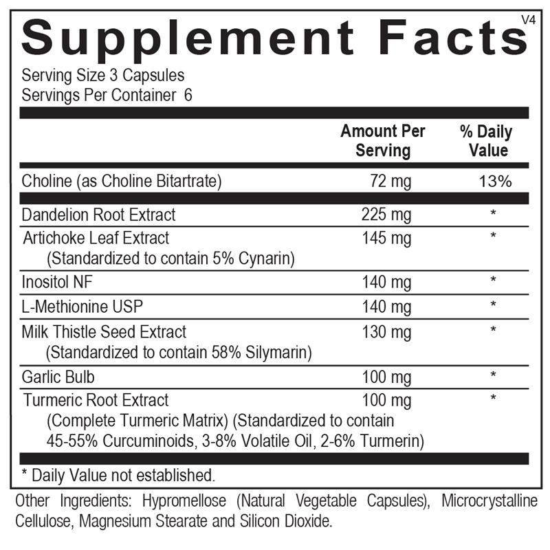 Ortho Molecular Products PhytoCore 120 capsule supplement facts label