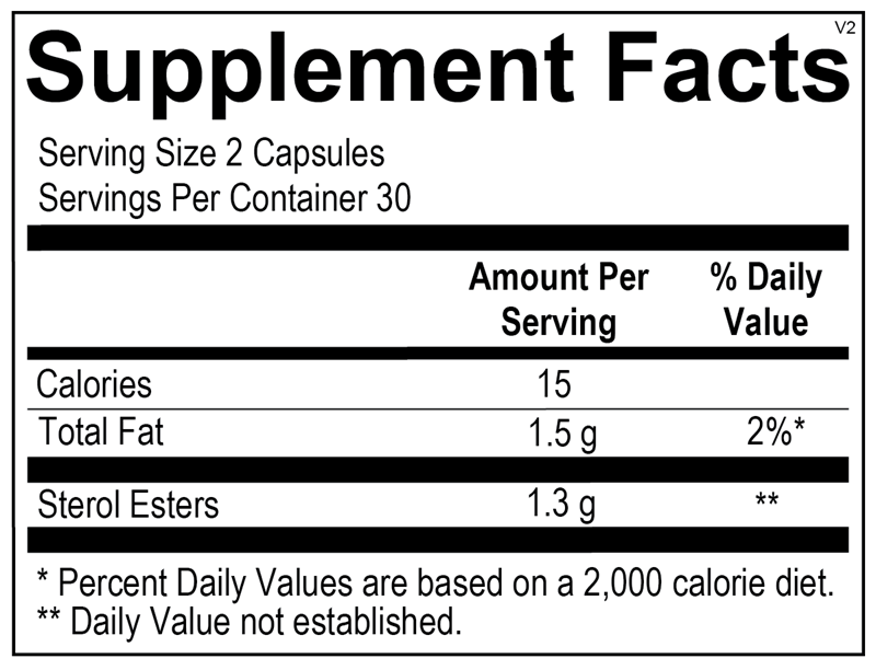 Ortho Molecular Products Plant Sterols 60 capsule supplement facts label