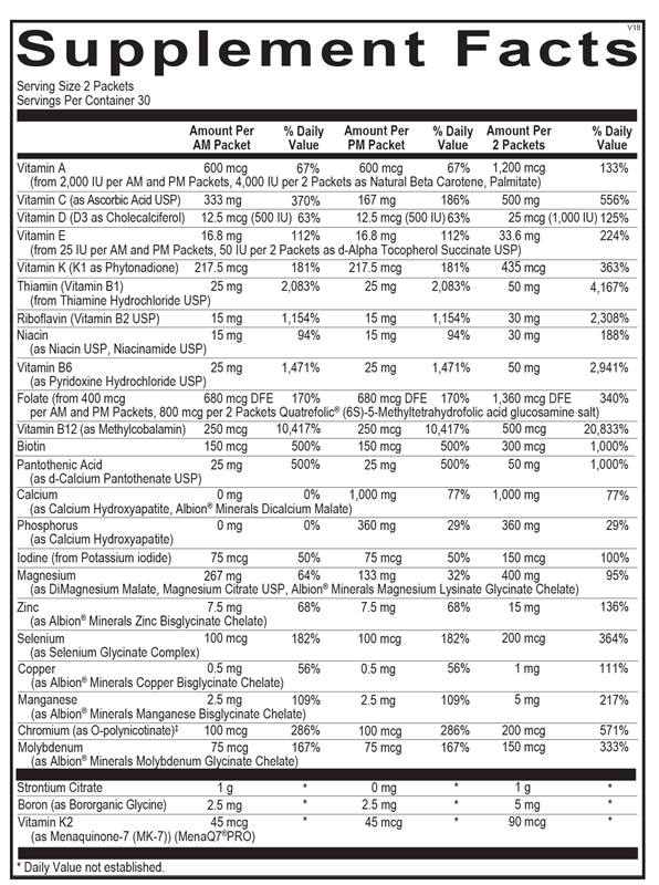 Ortho Molecular Products Pro Bono® 60 capsule supplement facts label